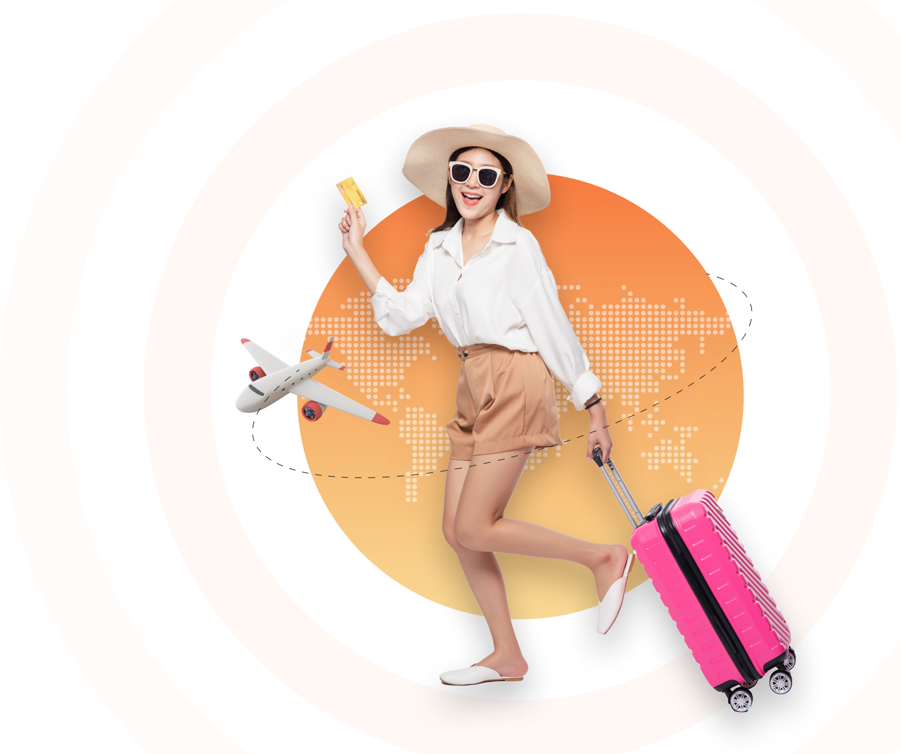 Traveler with luggage ready for adventure